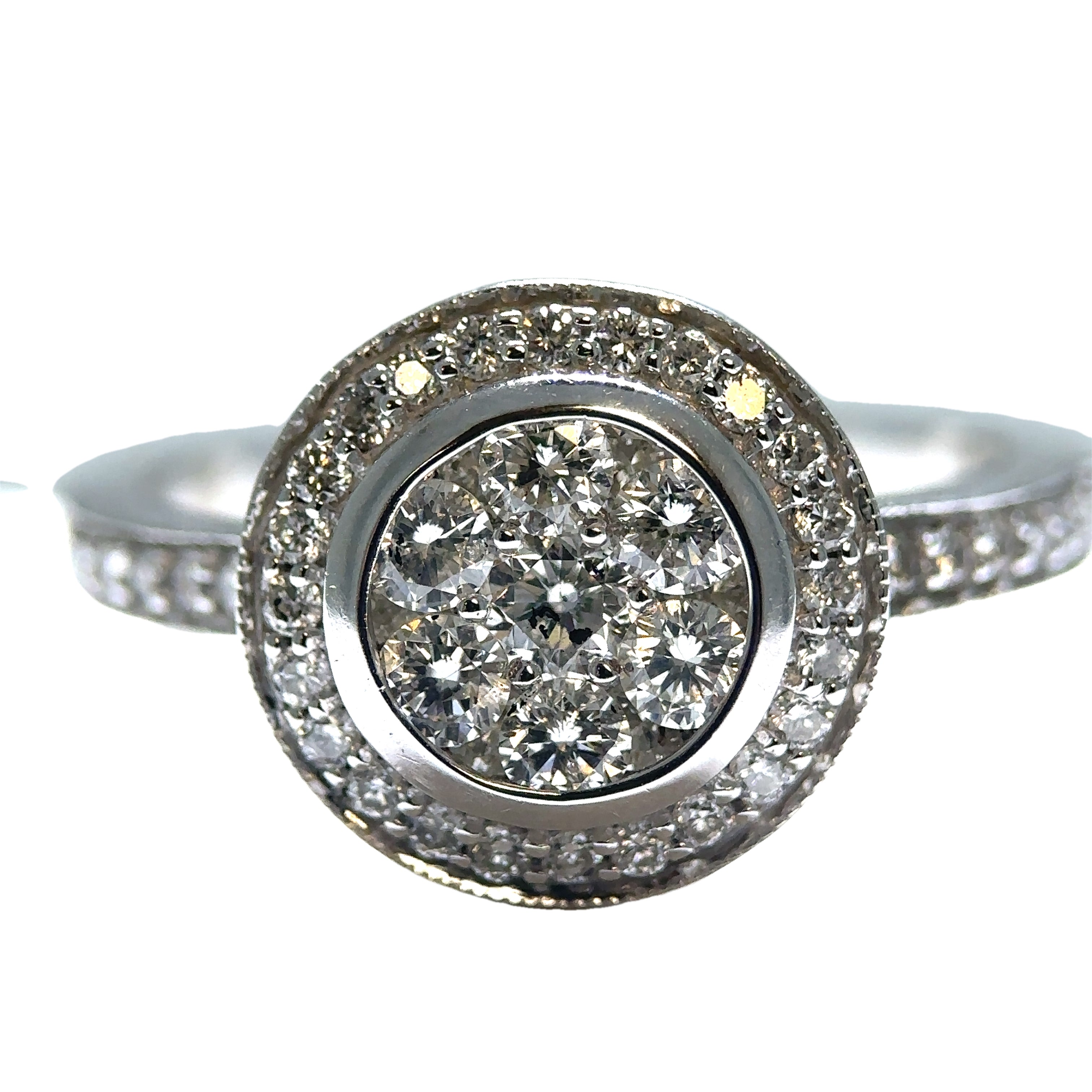 White Gold Round Diamond Cluster Ring