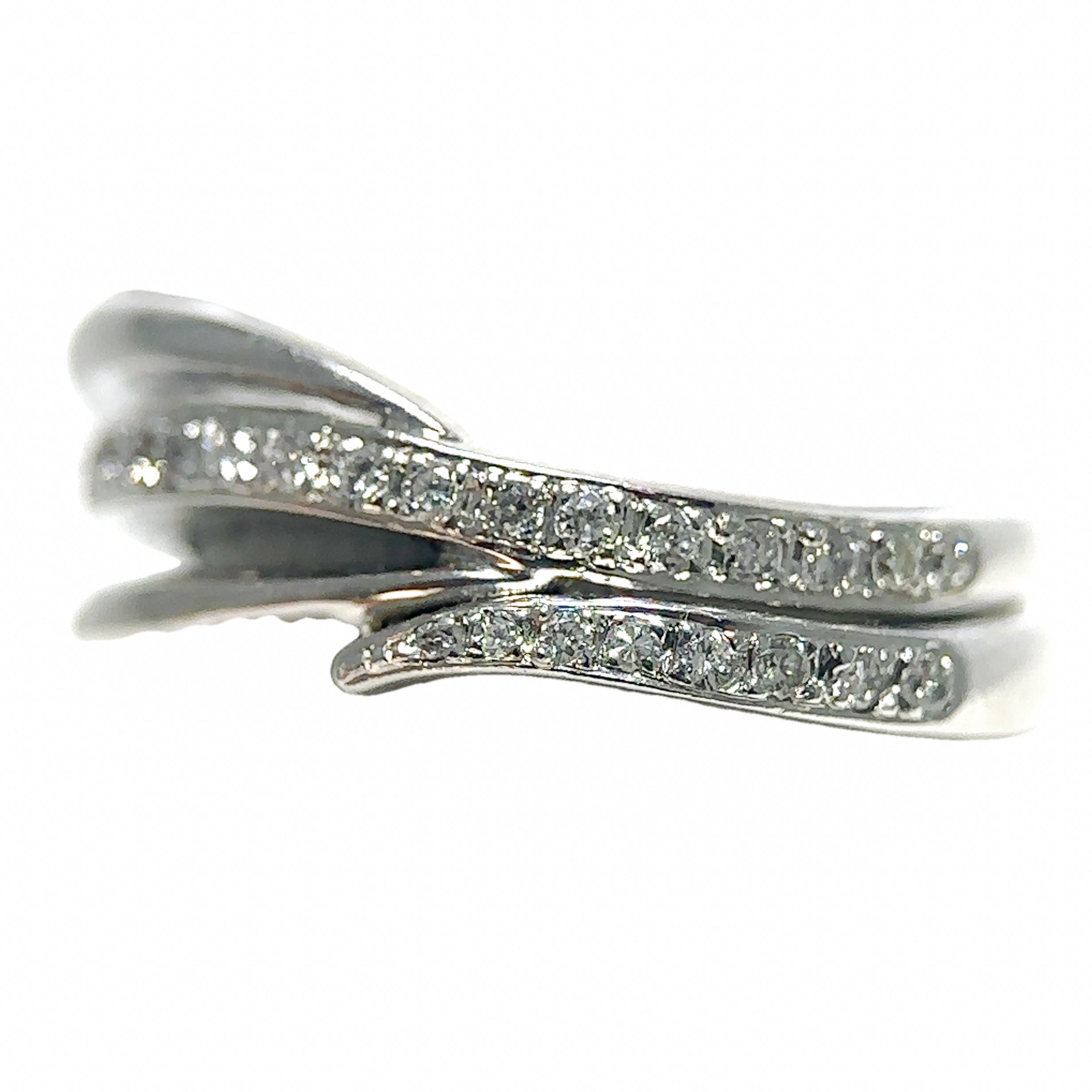 18K White Gold Diamond Bypass Fashion Ring