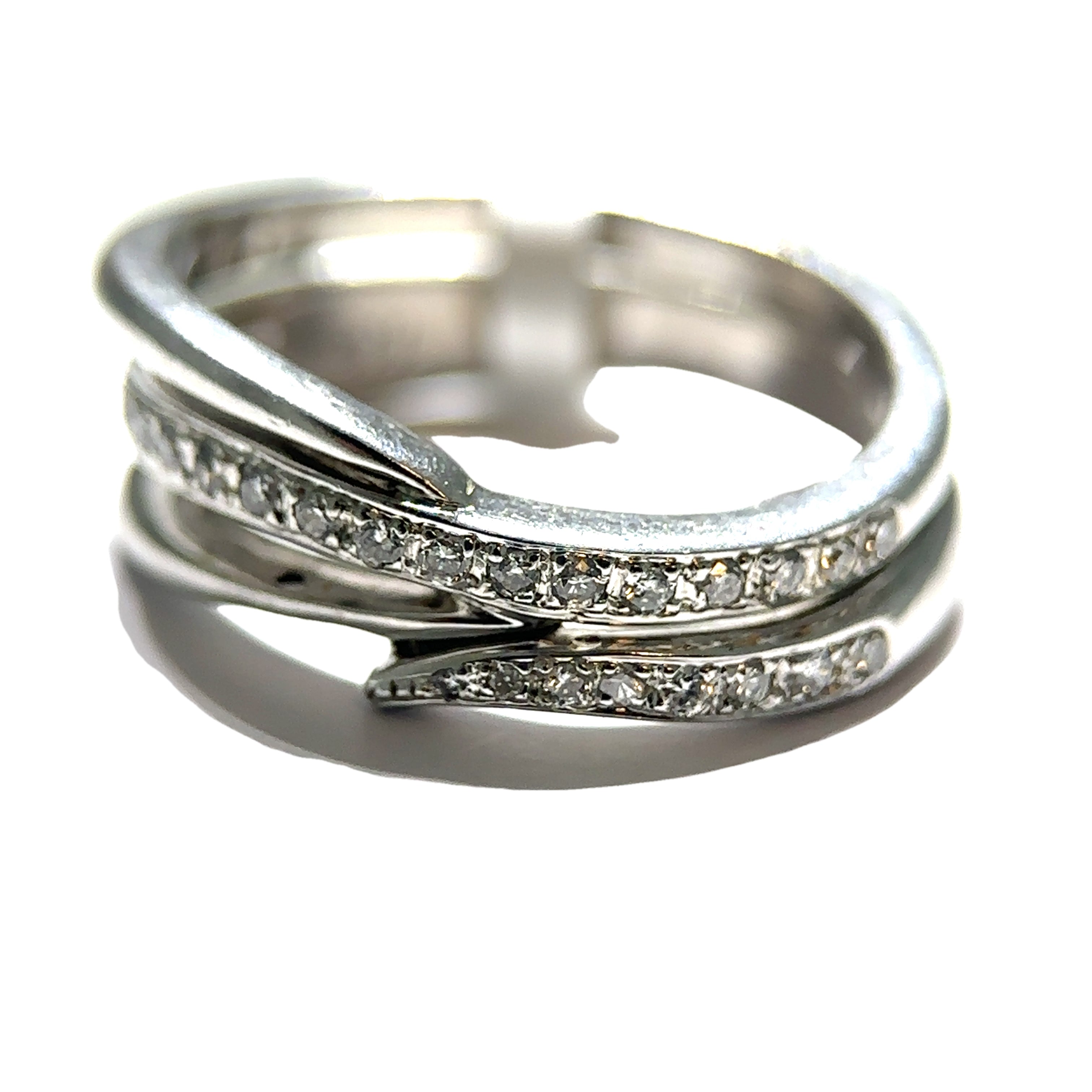 18K White Gold Diamond Bypass Fashion Ring