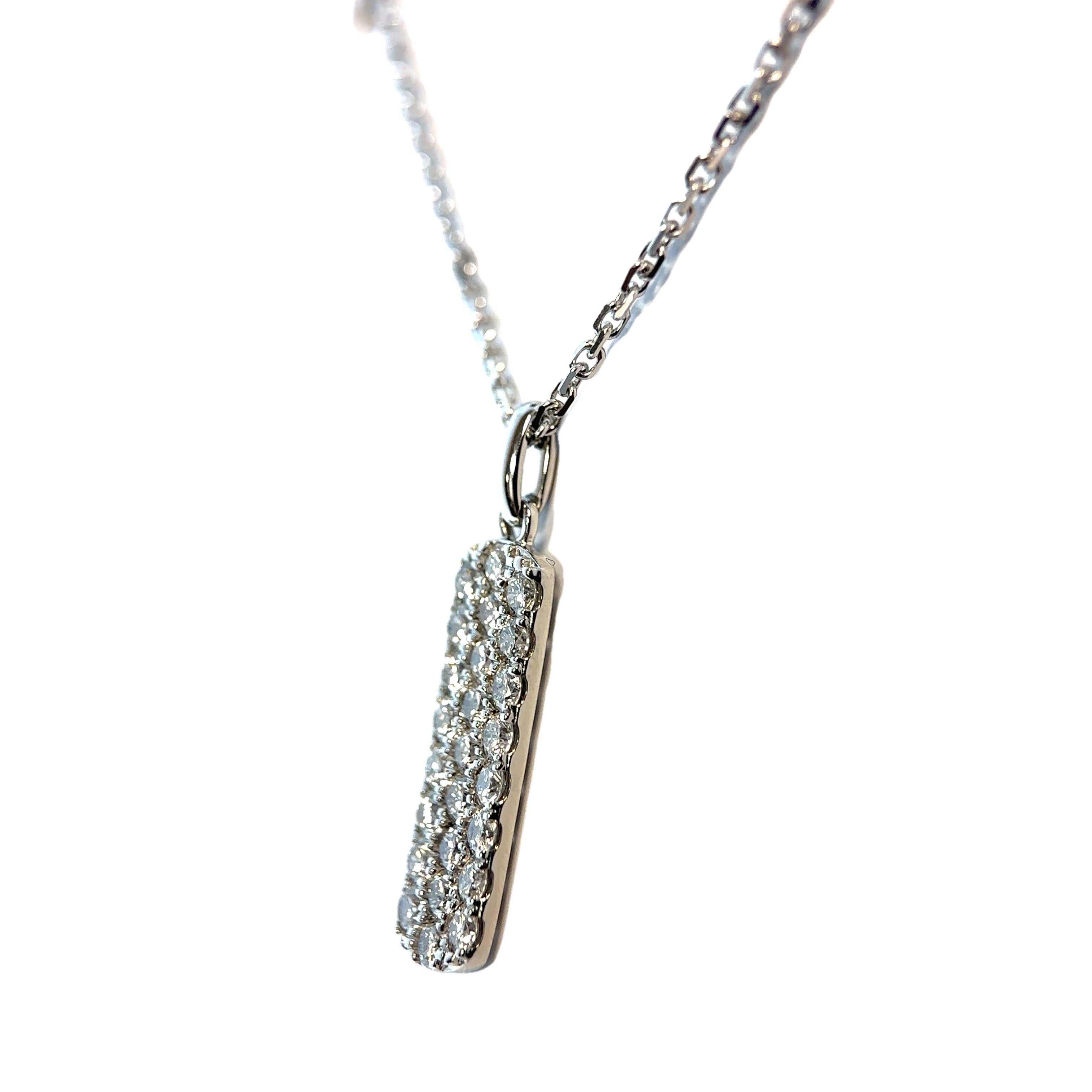 White Gold Diamond Vertical Dog Tag Pendant