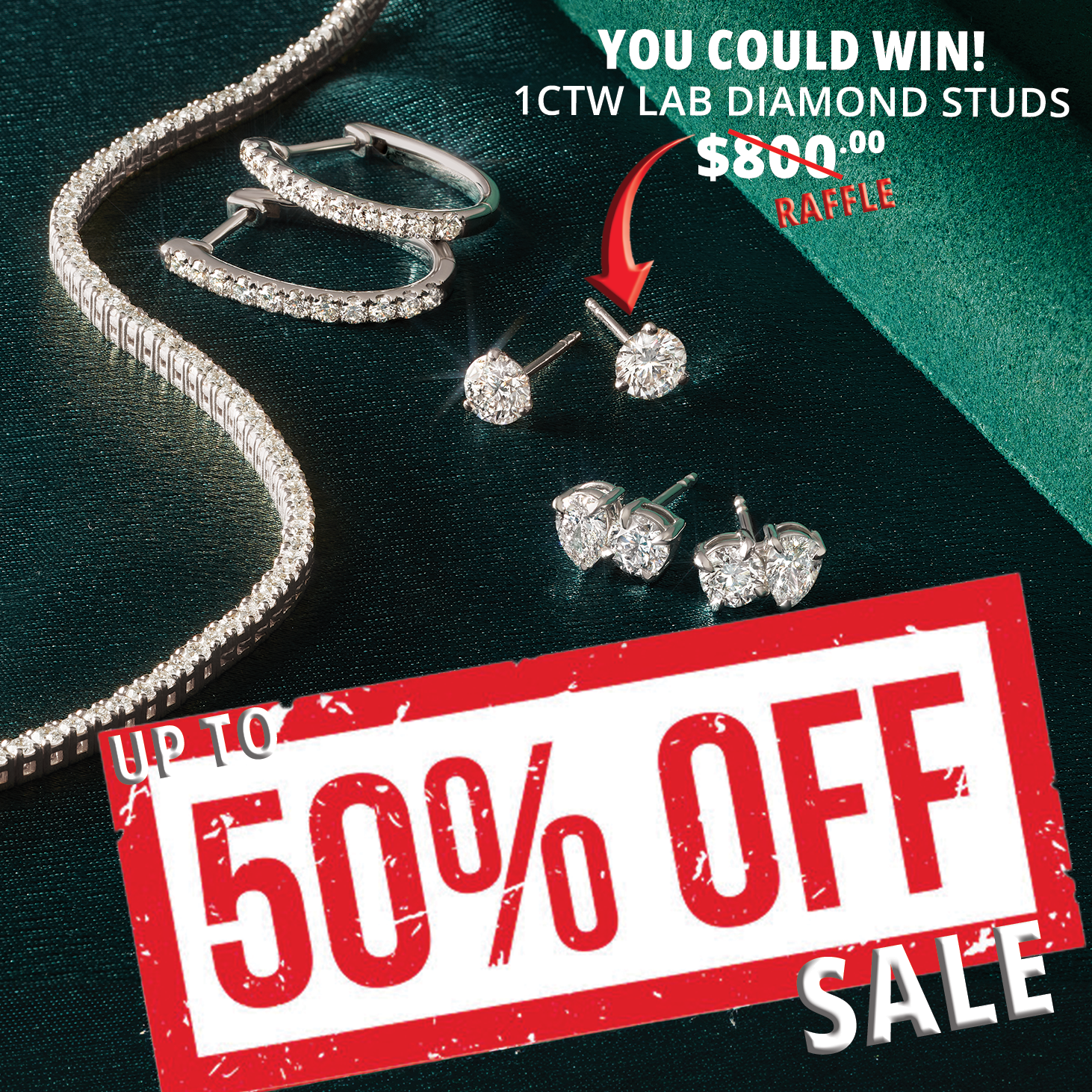 Boyle Jewelers advertisement with jewelry and promotional text on a green background